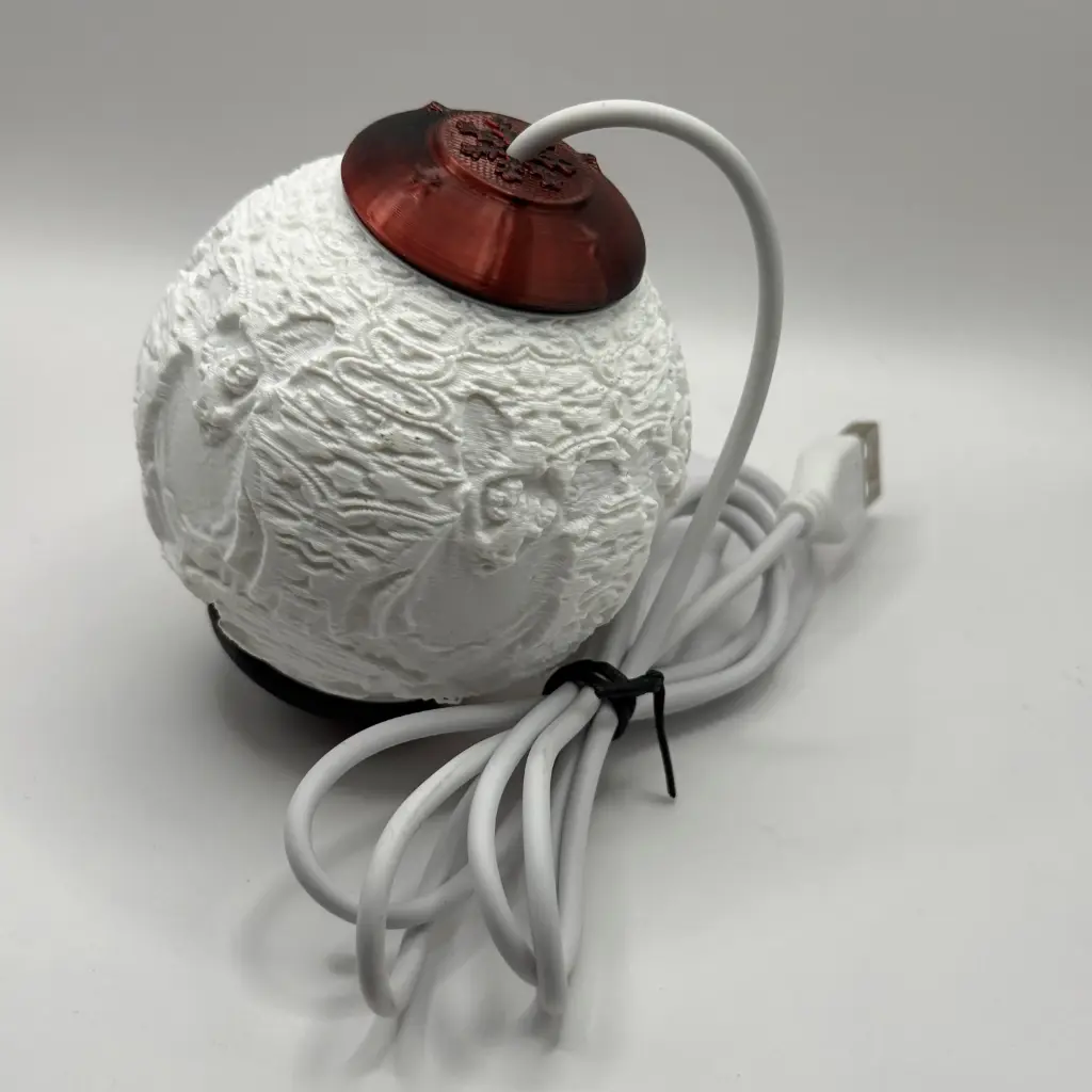 Lithofaan Kerstbal (Rood, Warm licht, Met Batterijhouder)